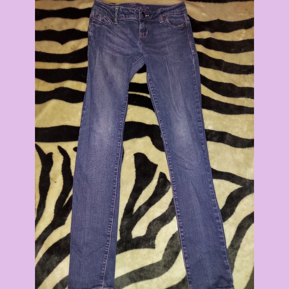 Straight Leg Blue Jeans With Purple Hue